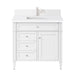 Brittany 36" Single Vanity, Bright White w/ Single Hole 3 CM White Zeus Silestone Top & Backsplash