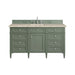 Brittany 60" Single Vanity, Smokey Celadon w/ Single Hole 3 CM White Zeus Top & Backsplash