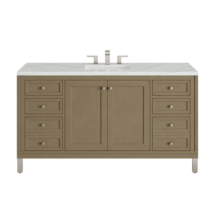 Chicago 60" Single Vanity, Smokey Celadon, w/ 3 CM White Zeus Silestone® Top