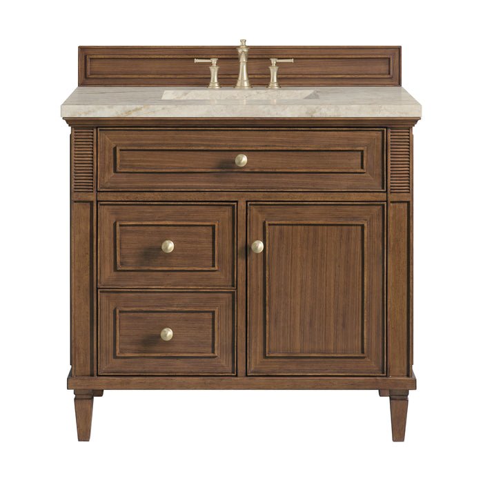 Lorelai 36" Single Vanity, Mid-Century Walnut, w/ 3 CM Tajnar Eclos Top