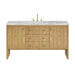 Hudson 60" Single Vanity, Honey Oak w/ 3 CM Parisien Bleu Silestone Top w/FreePower Wireless Charger