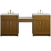 Bellshire 84" Dual Vanity Set with 24" Make-Up Counter, Honey Oak w/3 cm Siberian Silestone Top