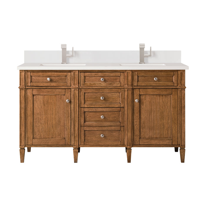 Brittany 60" Double Vanity Cabinet, Saddle Brown