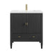 Myrrin 30" Single Vanity, Carbon Oak w/ Single Hole 3 CM White Zeus Silestone Top and Matching Backsplash