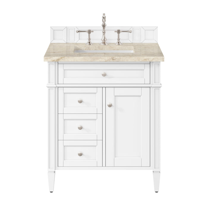 Brittany 30" Single Vanity in Bright White, w/ 3 CM Tajnar Eclos Top