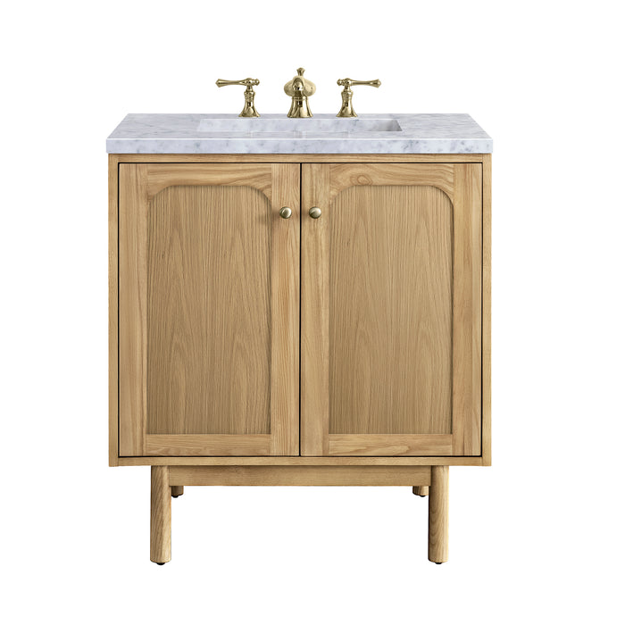 Laurent 30" Single Vanity, Light Natural Oak w/ 3 CM Carrara Marble Top