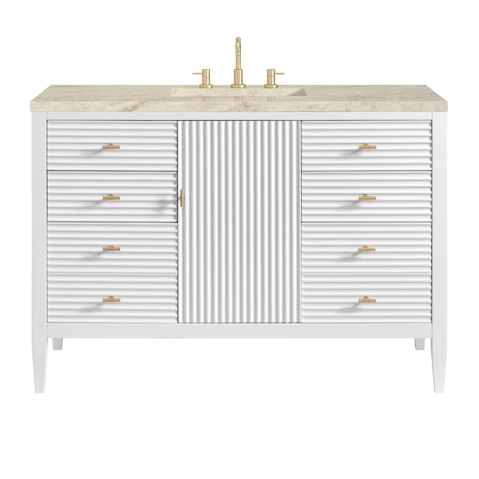 Myrrin 48" Single Vanity, Bright White, w/ 3 CM Tajnar Eclos Top