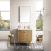 James Martin Laurent 30" Single Bathroom Vanity in Light Natural Oak, shown in a bathroom setting