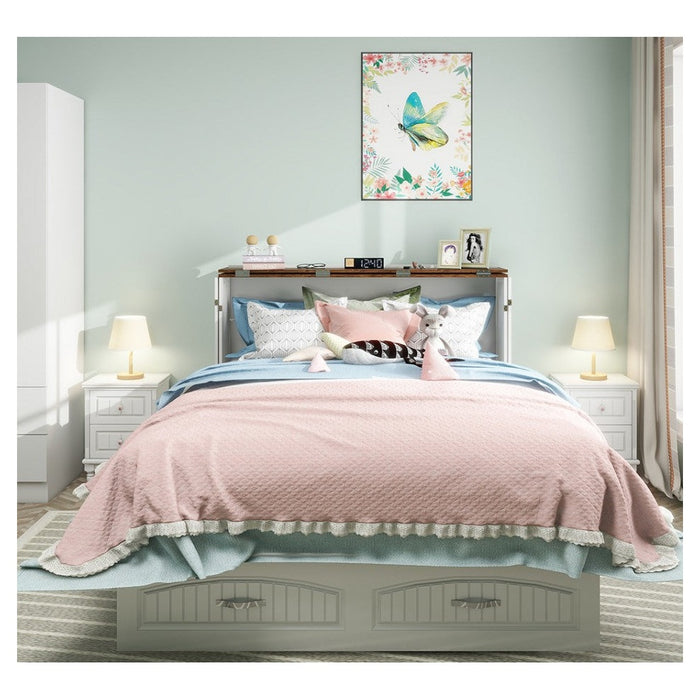 Livelylodge Murphy Bed Cabinet,Murphy Bed Queen with USB, Murphy Bed Cabinet with Drawer,Cabinet Bed for Guest Room, White