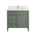 Brittany 36" Single Vanity, Smokey Celadon w/ Single Hole 3 CM White Zeus Top & Backsplash
