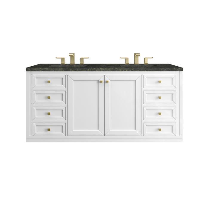 Chicago 60" Double Vanity, Walnut Whisper, w/ 3 CM Siberian Silestone Top