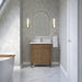 James Martin Brittany 30" Single Bathroom Vanity in Pecan, shown in a bathroom setting