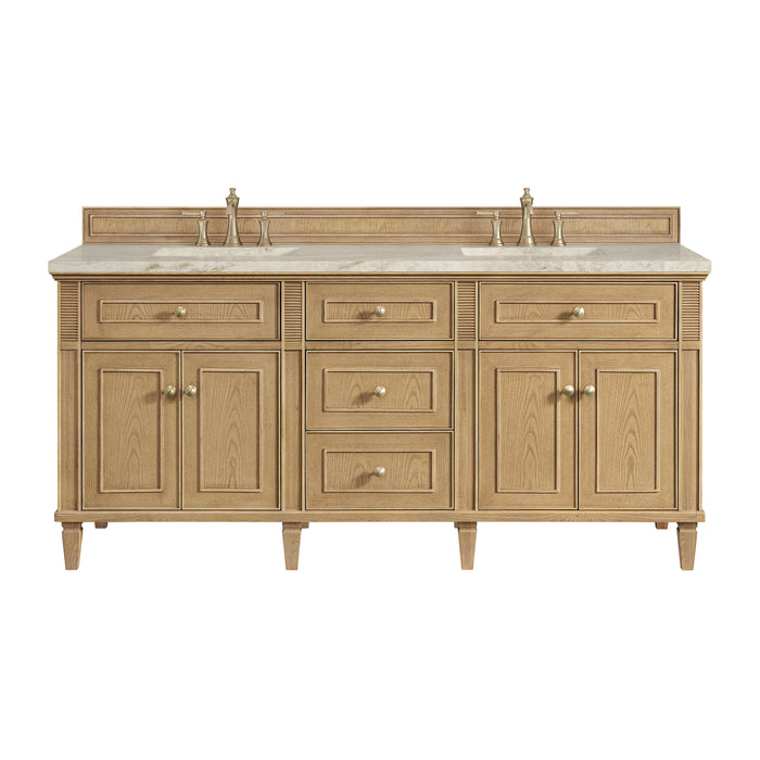 Lorelai 72" Double Vanity, Bright White, w/ 3 CM Siberian Silestone Top w/FreePower Wireless Charger