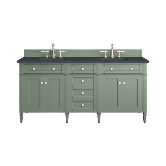 Brittany 72" Double Vanity, Saddle Brown w/ 3 CM Ethereal Noctis Silestone Top w/FreePower Wireless Charger