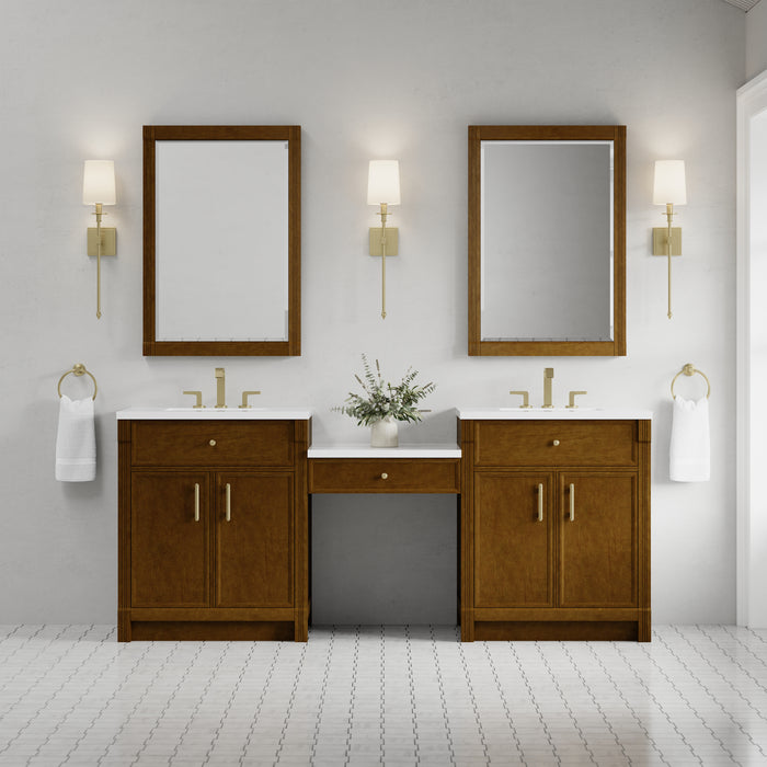 James Martin Vanities Bellshire 84" Dual Vanity Set with 24" Make-Up Counter