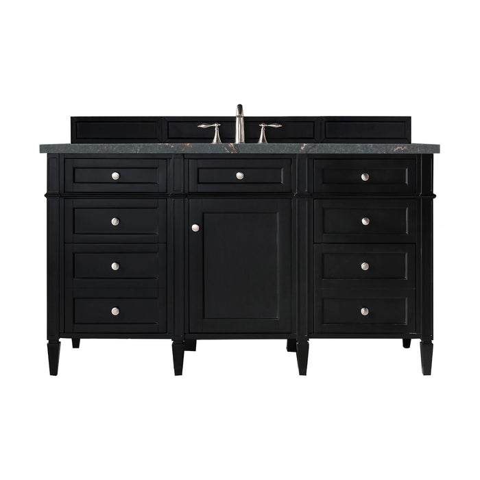 Brittany 60" Single Vanity, Black Onyx w/ 3 CM Parisien Bleu Silestone Top w/FreePower Wireless Charger