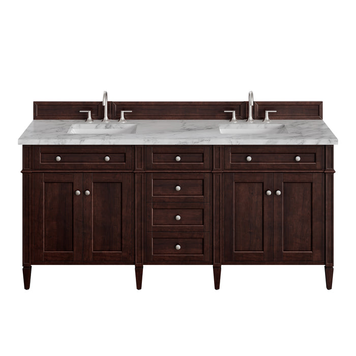 Brittany 72" Double Vanity, Black Onyx w/ 3 CM Victorian Silver Silestone Top w/FreePower Wireless Charger