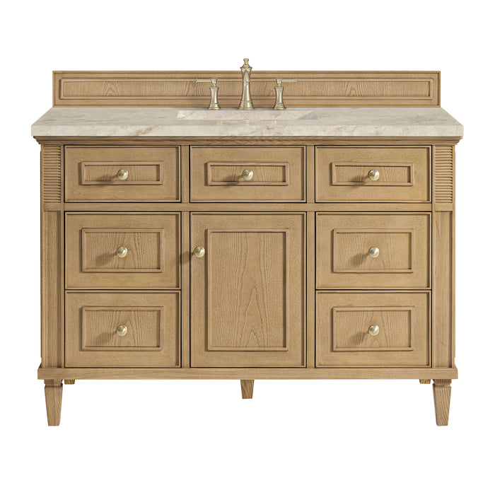 Lorelai 48" Single Vanity, Bright White, w/ 3 CM Siberian Silestone Top w/FreePower Wireless Charger