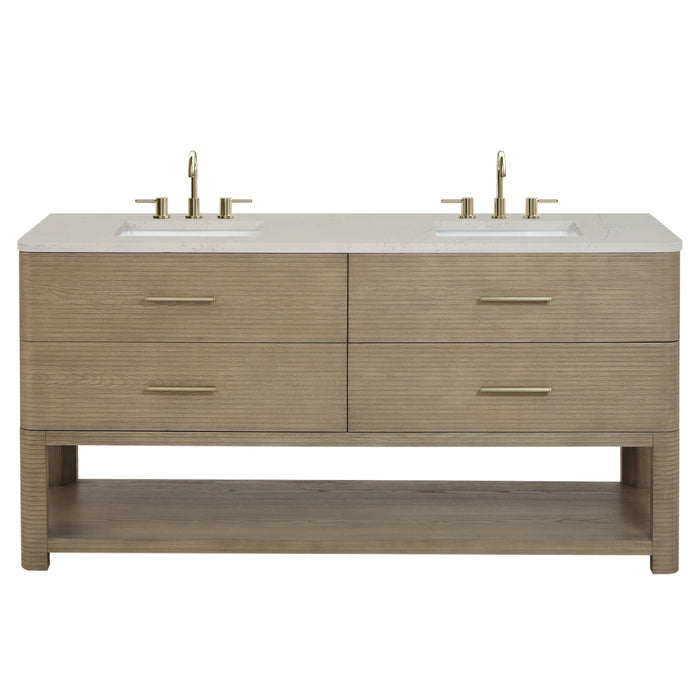 Lucian 72" Double Vanity, Pebble Oak