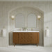James Martin Laurent 60" Double Bathroom Vanity in Honey Oak, shown in a bathroom setting