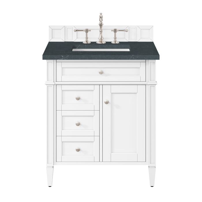 Brittany 30" Single Vanity, Bright White, w/ 3 CM Charcoal Soapstone Silestone Top