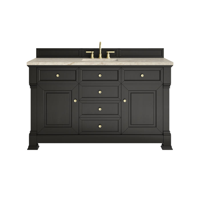 Brookfield 60" Single Vanity, Black Onyx, w/ 3 CM Tajnar Eclos Top