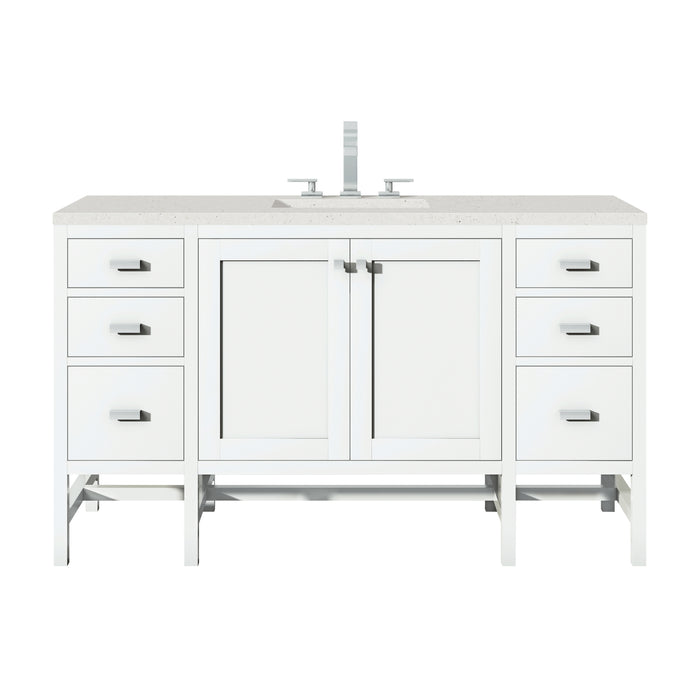 Addison 60" Single Vanity, Glossy White w/ 3 CM Lime Delight Silestone Top