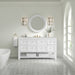 Breckenridge 60" Single Vanity, Whitewashed Oak, w/ Single Hole 3 CM White Zeus Quartz Top & Backsplash