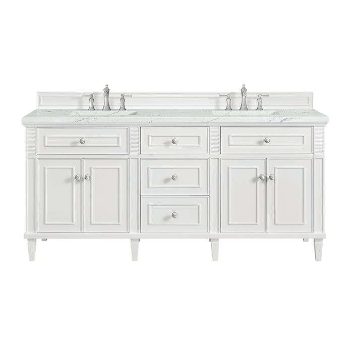Lorelai 72" Double Vanity, Black Onyx, w/ 3 CM Tajnar Eclos Top w/FreePower Wireless Charger