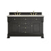 Brookfield 60" Double Vanity, Black Onyx, w/ 3 CM Siberian Silestone Top