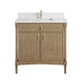 Kinnsden 36" Single Vanity, Weathered Oak w/ Single Hole 3 CM White Zeus Silestone Top and Matching Backsplash