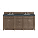 Bristol 72" Double Vanity, Saddle Brown, w/ 3 CM Tajnar Eclos Top w/FreePower Wireless Charger