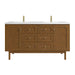 Laurent 60" Double Vanity, Honey Oak w/ Single Hole 3 CM White Zeus Silestone Top and Matching Backsplash