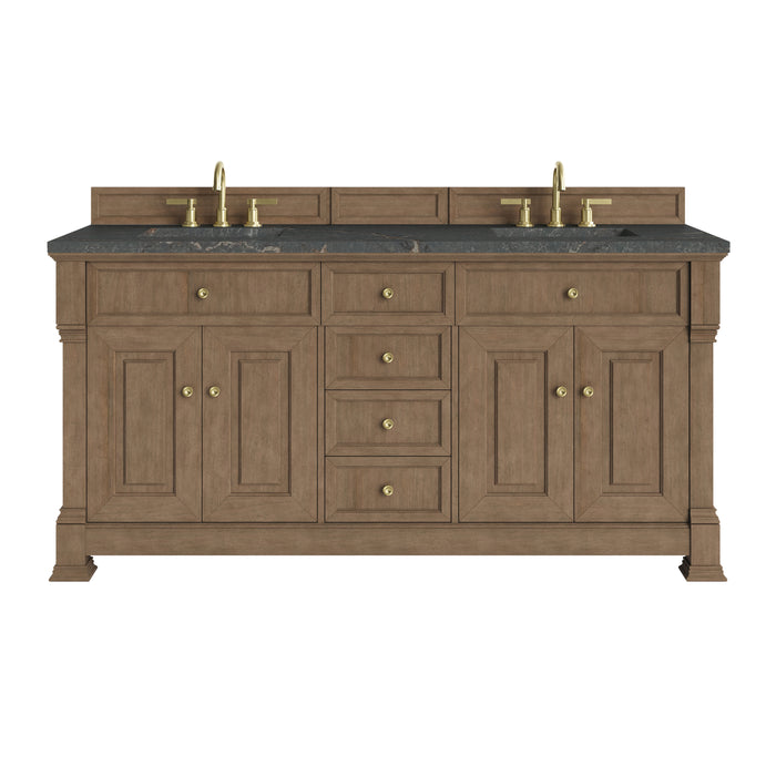 Brookfield 72" Double Vanity, Honey Oak, w/ 3 CM Tajnar Eclos Top w/FreePower Wireless Charger