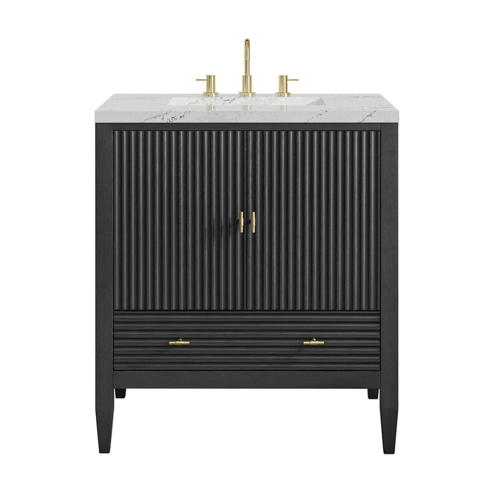 Myrrin 30" Single Vanity, Carbon Oak w/ 3 CM Ethereal Noctis Silestone Top
