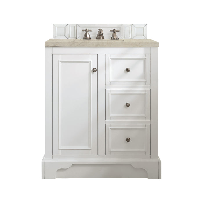 De Soto 30" Single Vanity, Bright White, w/ 3 CM Tajnar Eclos Top
