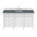 Brittany 60" Single Vanity, Bright White w/ Single Hole 3 CM White Zeus Silestone Top & Backsplash