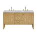 Hudson 60" Double Vanity, Honey Oak w/ 3 CM Ethereal Noctis Silestone Top w/FreePower Wireless Charger