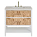 Olena 36" Single Vanity, Light Mappa Burl and Polished White, w/ 3 CM Siberian Silestone Top