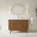 James Martin Laurent 48" Single Bathroom Vanity in Honey Oak, shown in a bathroom setting