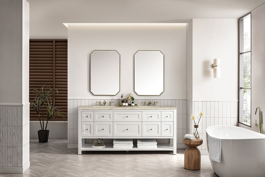 Breckenridge 72" Double Vanity, Whitewashed Oak, w/ 3 CM Siberian Silestone Top