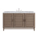 Portland 60" Single Vanity Whitewashed Walnut w/ 3 CM Carrara Marble Top