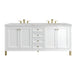 Chicago 72" Double Vanity, Glossy White, w/ 3 CM Victorian Silver Silestone® Top