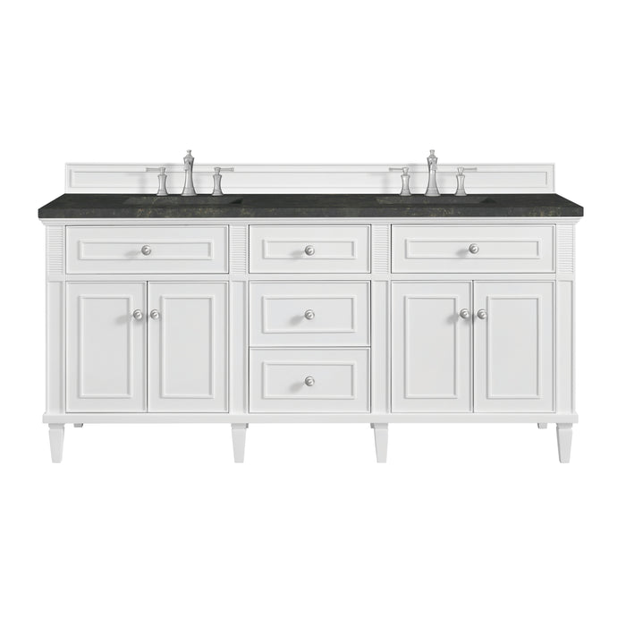 Lorelai 72" Double Vanity, Bright White w/ 3 CM Carrara White Marble Top
