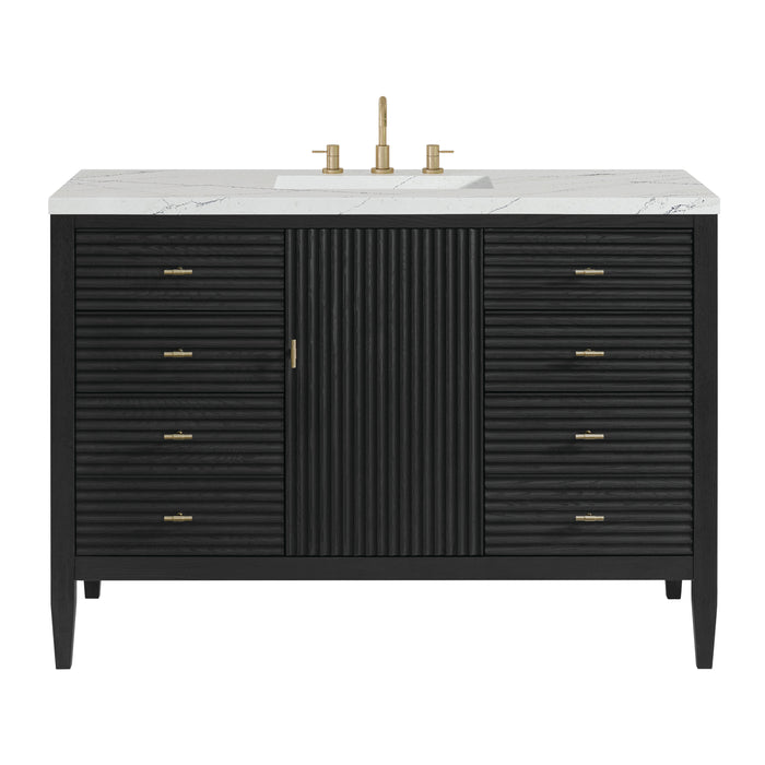 Myrrin 48" Single Vanity, Bright White, w/ 3 CM Tajnar Eclos Top w/FreePower Wireless Charger