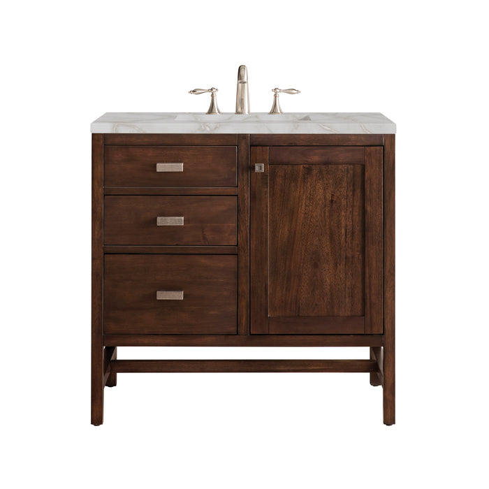 Addison 36" Single Vanity, Mid-Century Acacia w/ 3 CM Victorian Silver Silestone Top