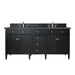 Brittany 72" Double Vanity, Black Onyx w/ 3 CM Parisien Bleu Silestone Top