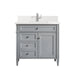 Brittany 36" Single Vanity, Urban Gray w/ Single Hole 3 CM White Zeus Silestone Top & Backsplash