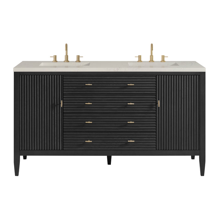Myrrin 60" Double Vanity, Carbon Oak w/ 3 CM Charcoal Soapstone Silestone Top