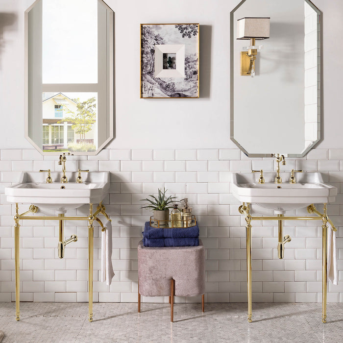 James Martin Wellington 24" Single Console Single Sink w/ Brass Finish Stand